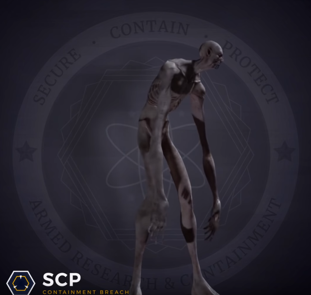 Containment Breach: Run - SCP-096 is a humanoid creature measuring  approximately 2.38 meters in height. Subject shows very little muscle mass,  with preliminary analysis of body mass suggesting mild malnutrition. Arms  are