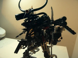 With some of his weaponry activated