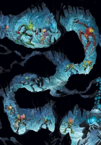 Idris entering the Nui Tunnels, escorted by the Toa Mahri