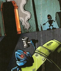 Two Matoran crafters laboring on Artakha