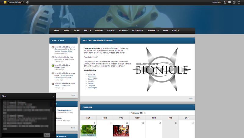 Custom BIONICLE Website 2014 - Chat