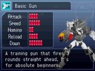 Statistics of the Basic Gun from Custom Robo Arena.