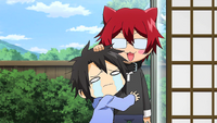 Kei hugging Hiroshi
