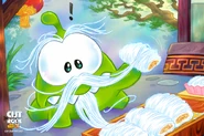 Om Nom's ancestor offering Dragon's beard candy