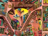 Fantasy scene based on Escher's Relativity