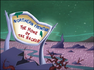 The sign for the Northern Frontier, often used in establishing shots