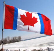 The flag at Ivujivik, the administrative seat of the department of Kativik.