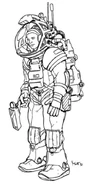 A male Highrider in a space suit