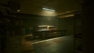 The garage, including a Valentinos themed hearse.