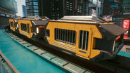 An NCART train in Cyberpunk 2077