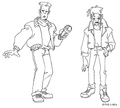 Production art of two Technos, one of which is Sylvester Vidal.