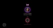 The battle mode results screen shows the results of the match for each player. Score and TP are shown
