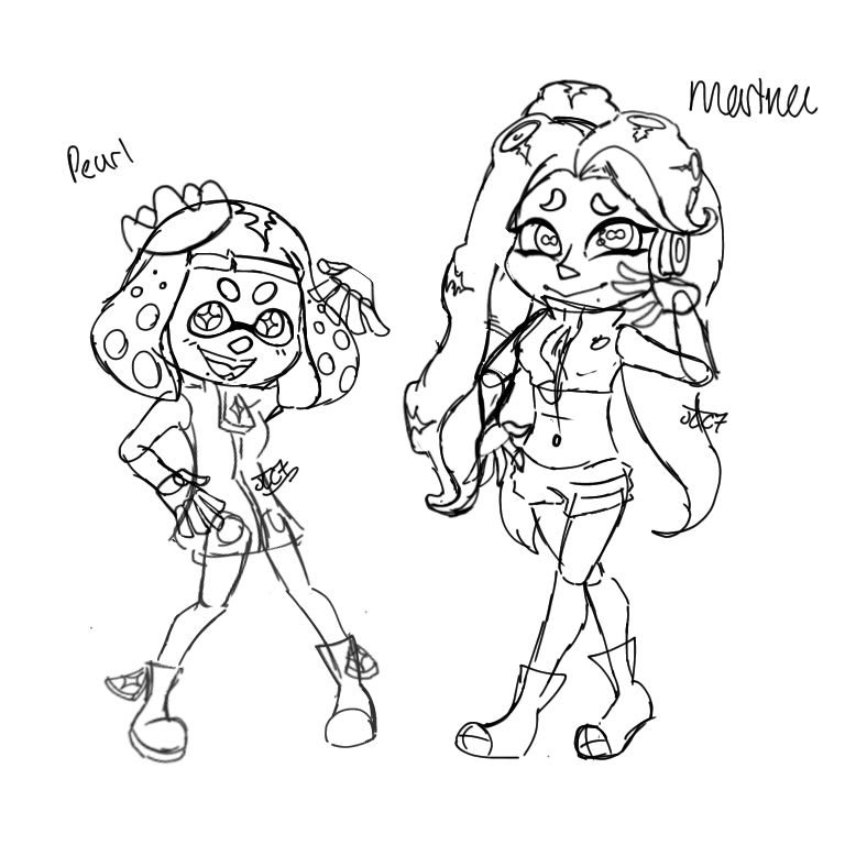 Pearl and Marina pose Sketch. | Fandom