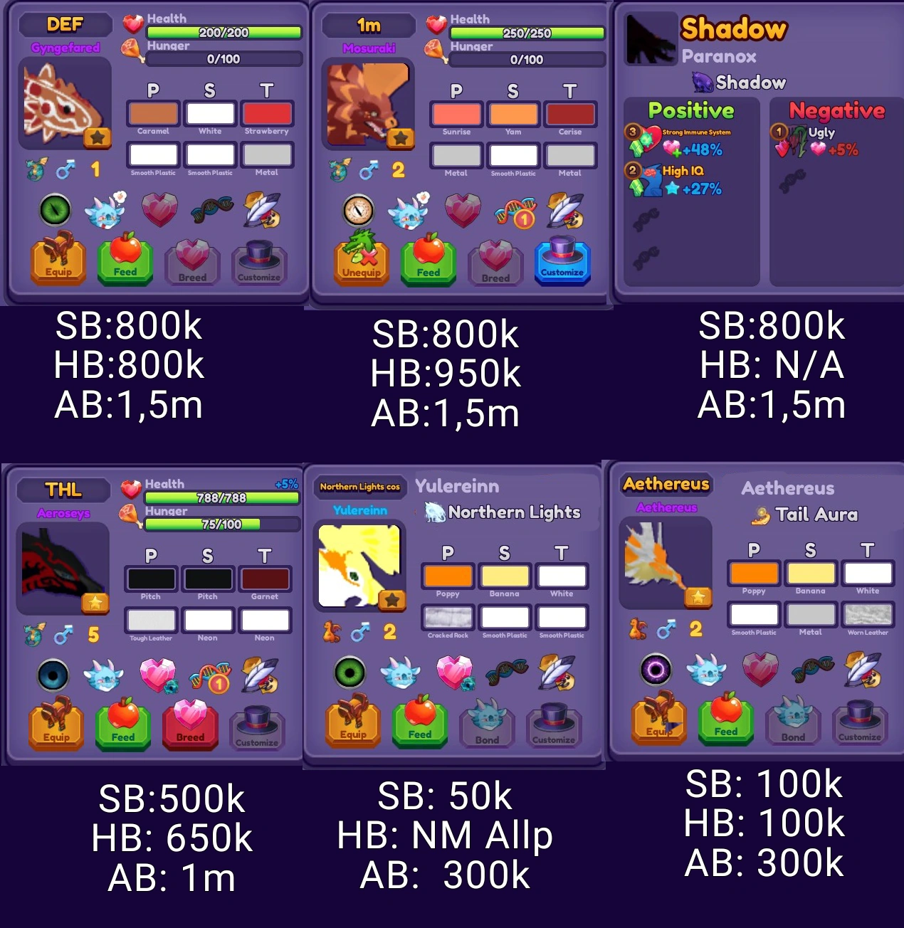 A few bid wars! Def Gynge, Mosu, Shadow Cos Paranox, THL aero, NL yule ...