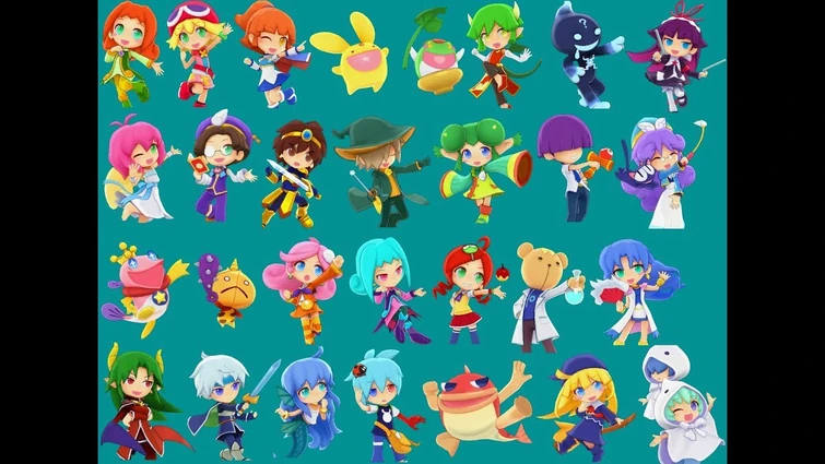 Puyo Chronicle - All RPG Mode Character Chains and Win Animations