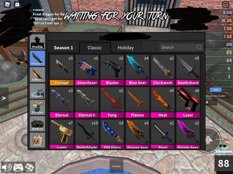 Random Rare Weapon, Trade Roblox Murder Mystery 2 (MM2) Items