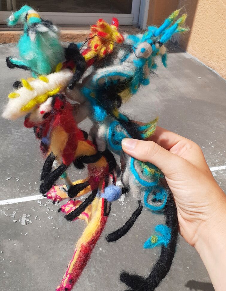 Behold! All the Finished Felted Creatures! Ura, Euvias, Doragonix and More!