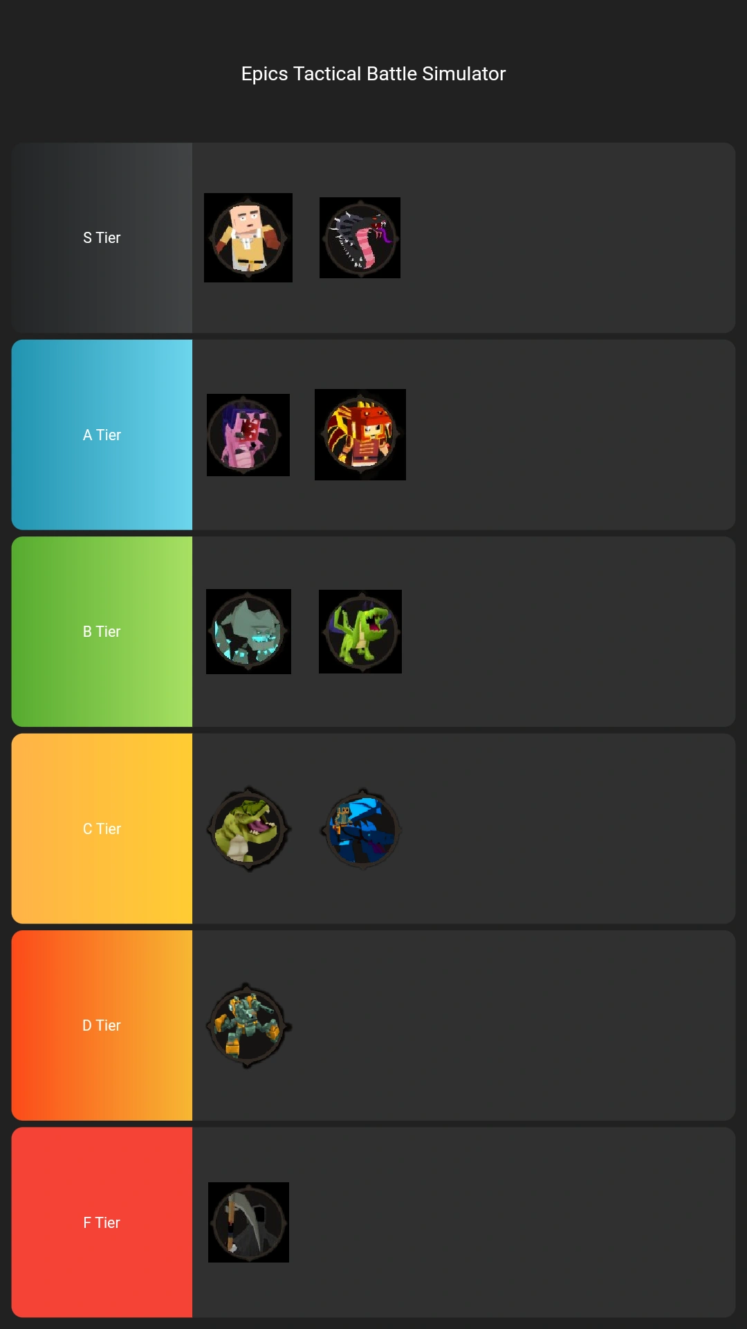 Epic Tier List for Single Player | Fandom