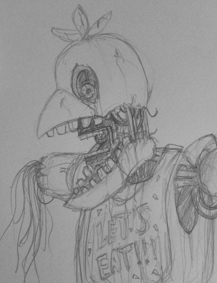 How to draw Withered Chica (FNaF) 