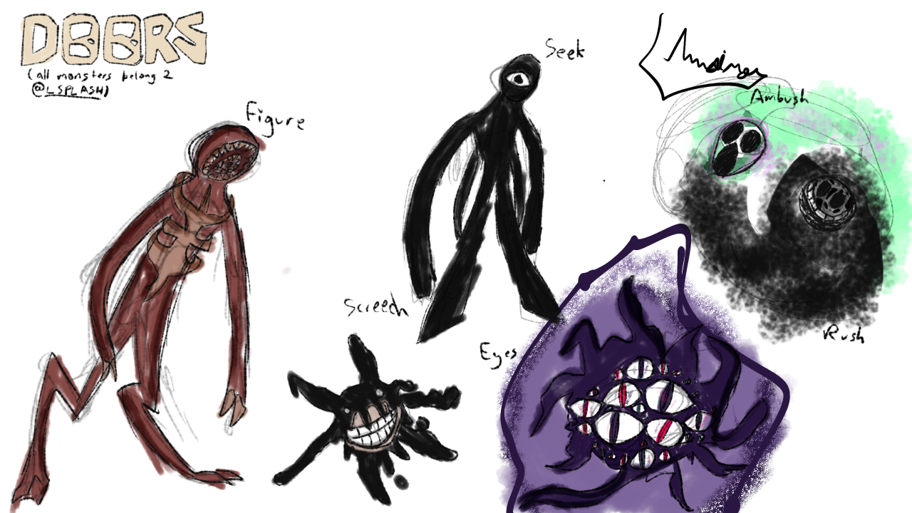 Did some art of some of the DOORS monsters. Added a few changes to