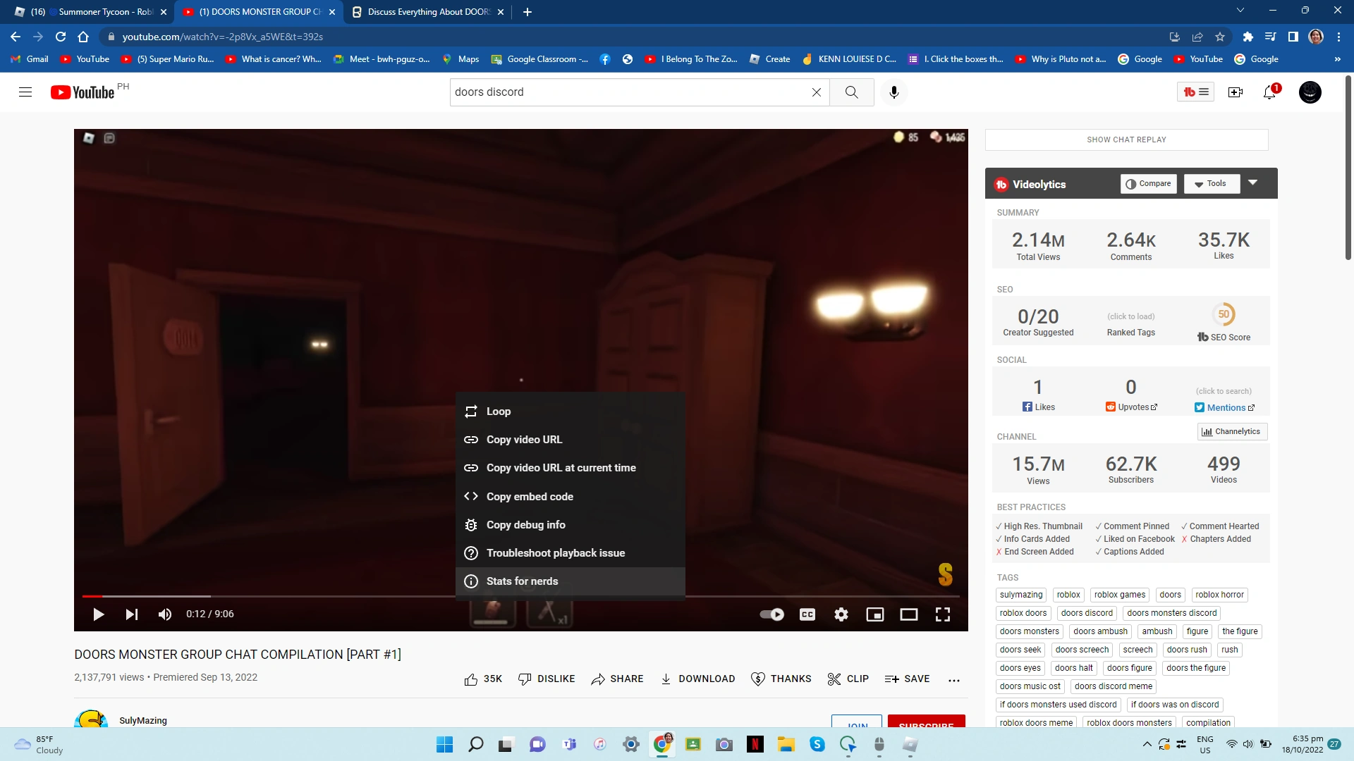 this literally popped up while watching a doors discord video "stats