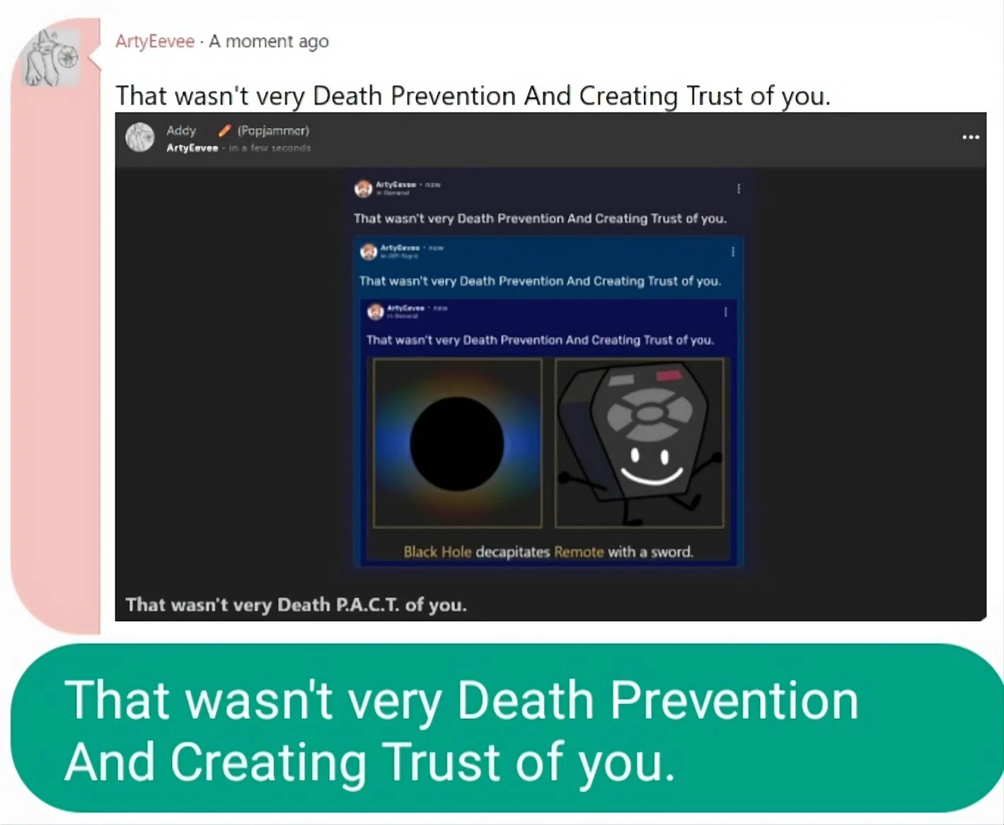 That wasn't very Death Prevention And Creating Trust of you. Fandom