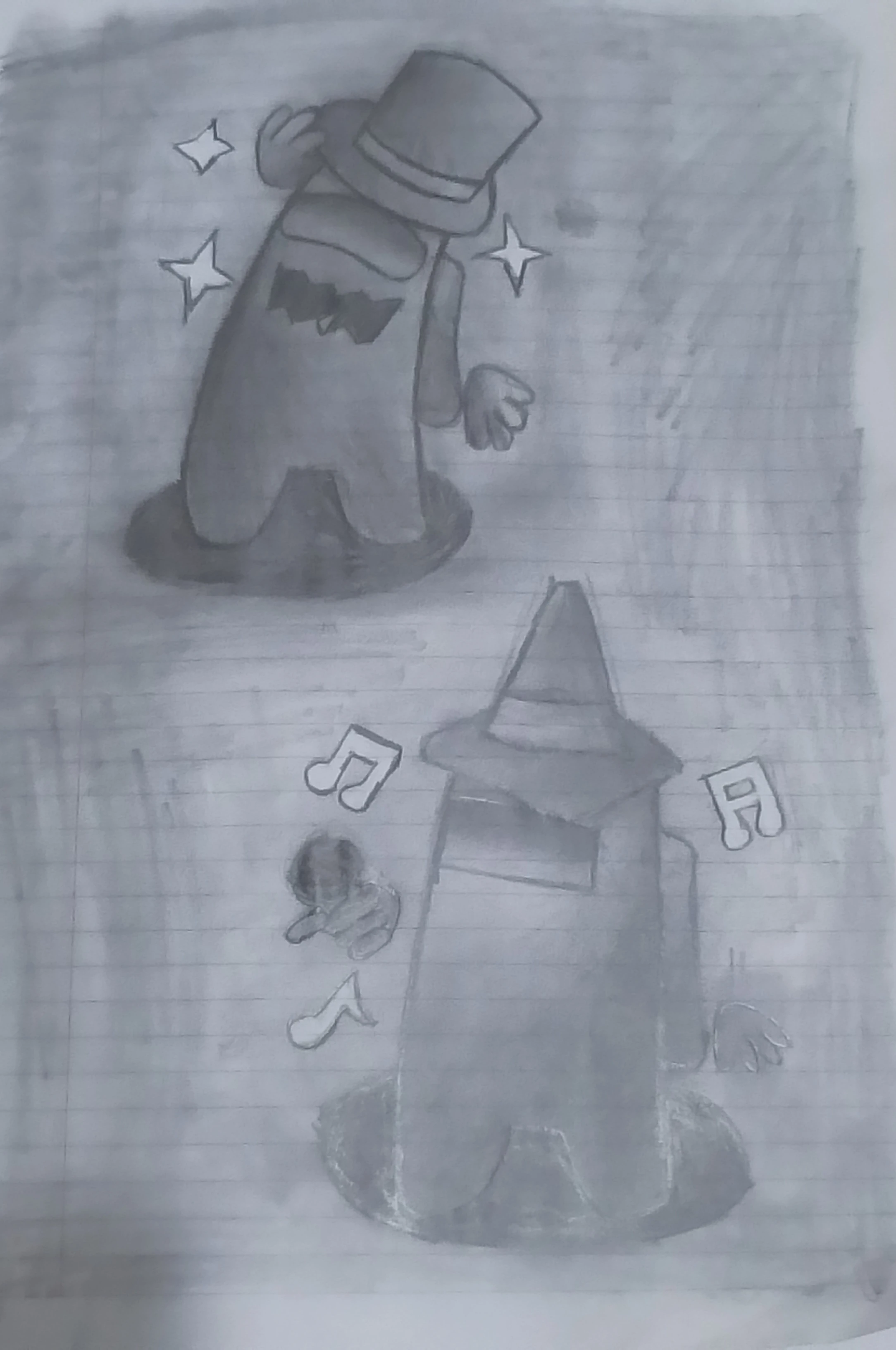 I drew 2 Among Us characters in class. | Fandom