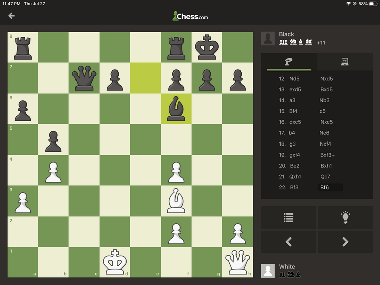 Here, I played the only move to safely escape the fork (Qd3