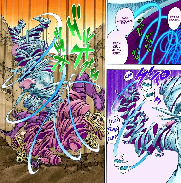 Araki He has some pretty clever rhyming. (Hamon to Spin Theory