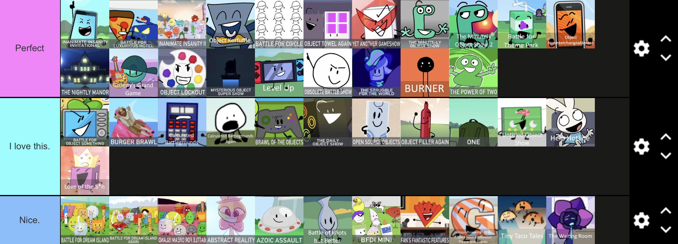 Create a BFDI assets (all seasons) Tier List - TierMaker