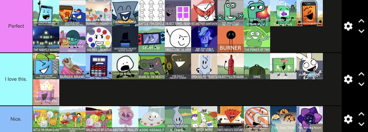 My BFDI Mini + BFDI Mini Again Tier List Maker! 