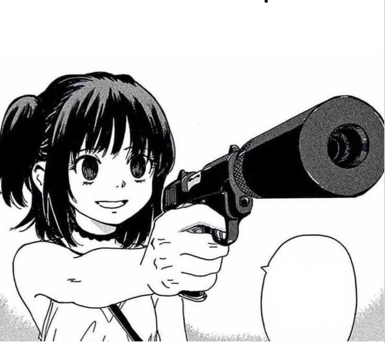 gun pointing at you anime