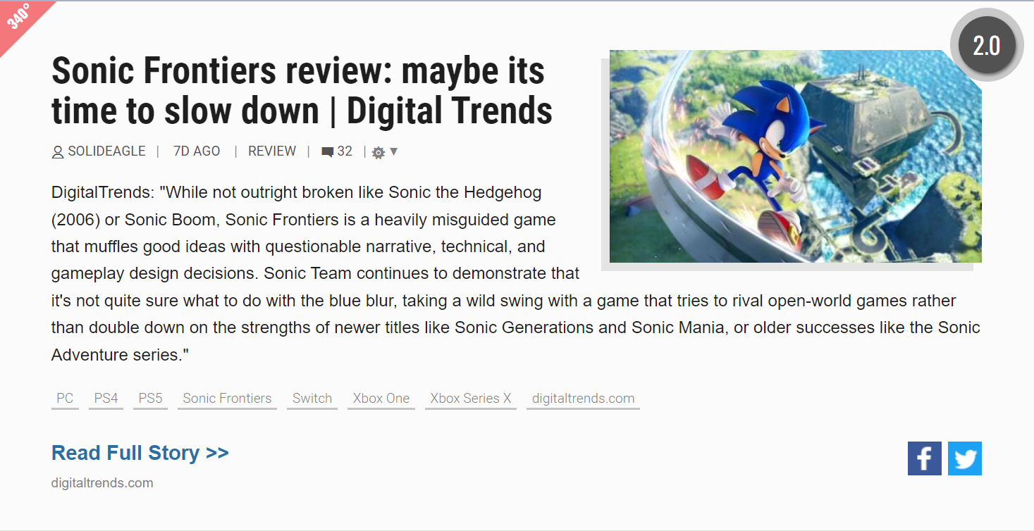 Sonic Frontiers review: maybe it's time to slow down