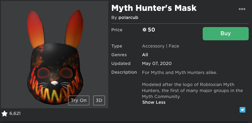 Roblox Myth Hunters Mask