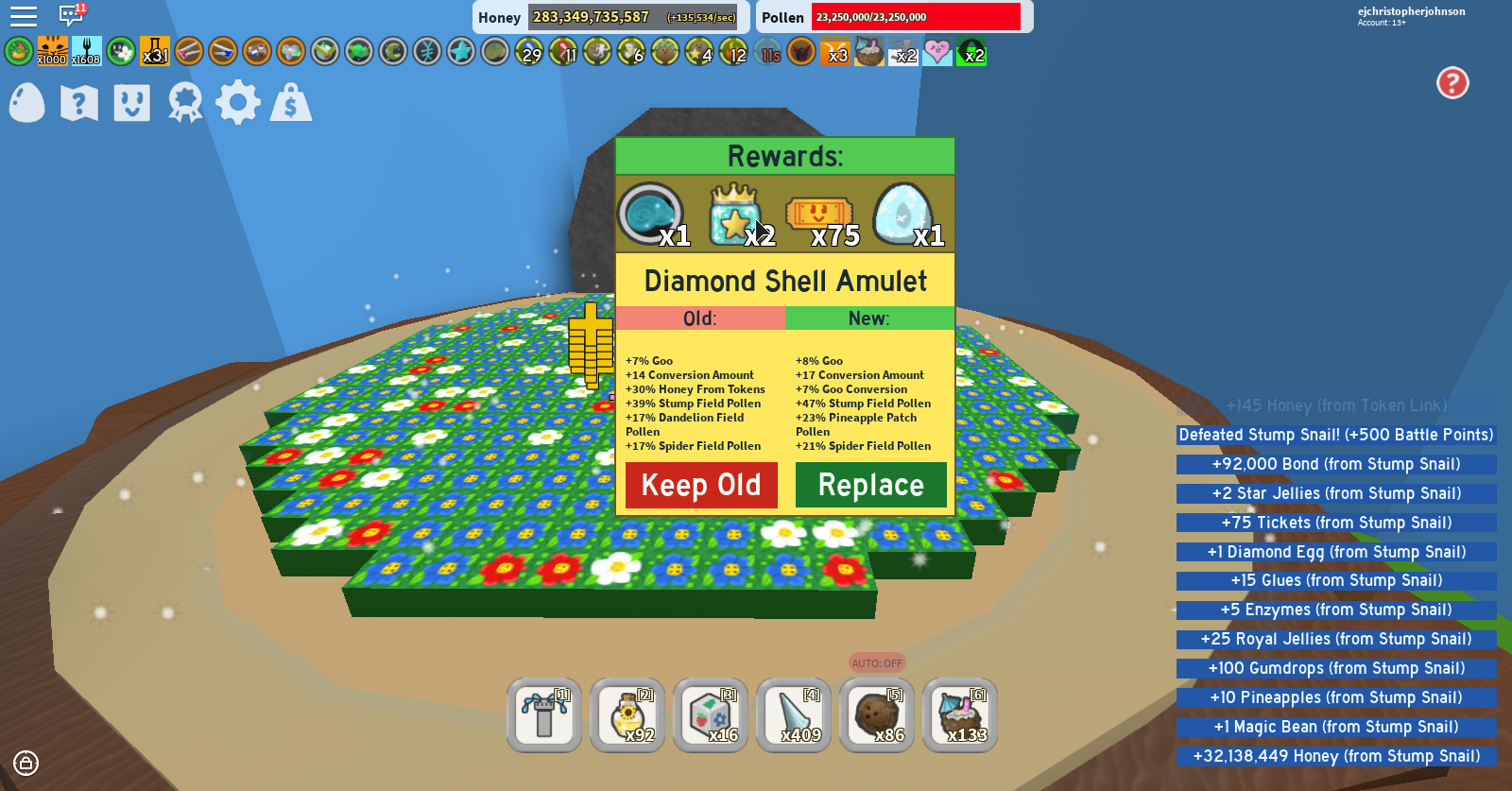 Discuss Everything About Bee Swarm Simulator Wiki Fandom - diamond shell amulet unlocked 13 stump snails roblox