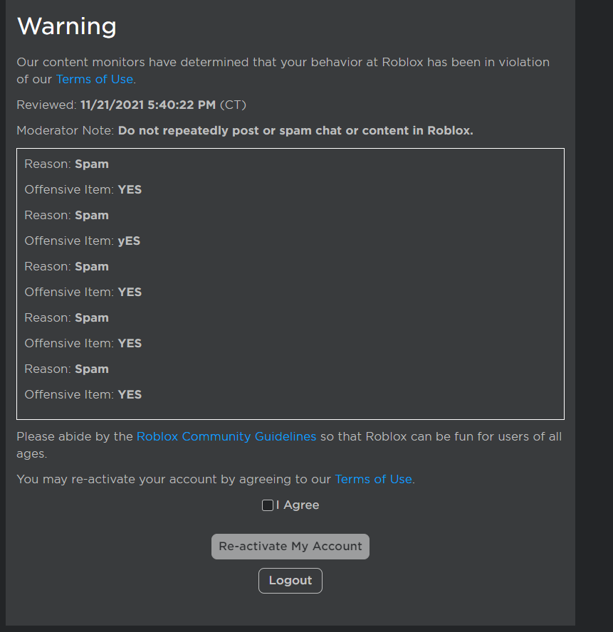 first ever roblox warning Fandom