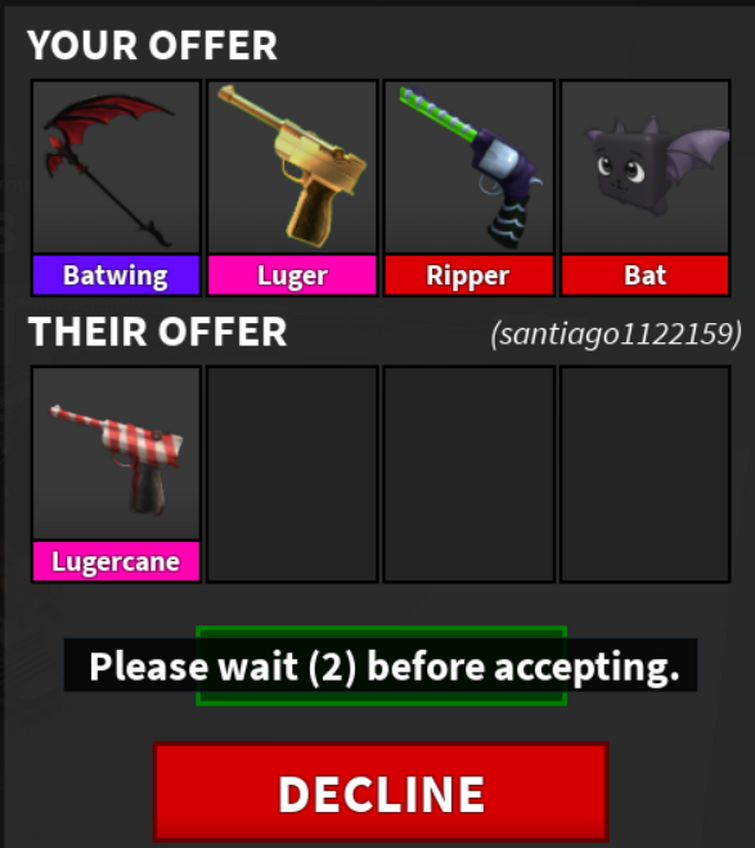 Roblox Murder Mystery 2 MM2 Batwing Set Ancient Godly Knifes and