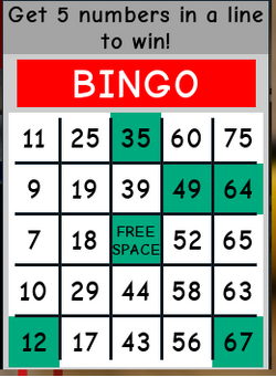 Free Robux Bingo Card