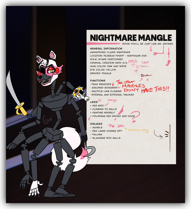 How to draw Nightmare Mangle jumpscare from FNAF 4 drawing lesson preview