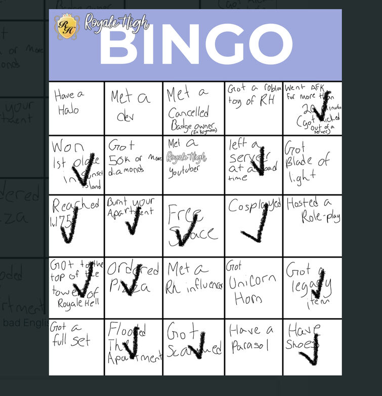 Random Roblox Bingo Card