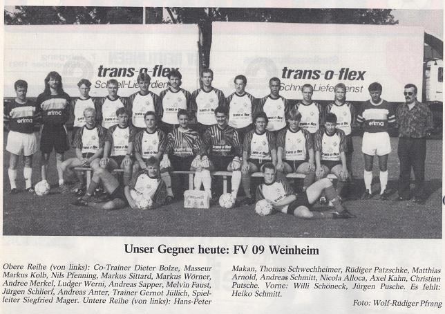 Saisonübersicht 1991/92 FV Weinheim 1909 | Deutsches Fußball Archiv ...