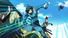 Hyougo Asai tosses Keiichiro in the air