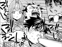 Kimihito sneezes out the pollen.