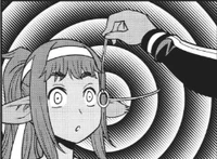 Nighdrem sabotages Alusia before the race through hypnosis.