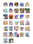 DDR 20th Anniversary Sticker Set featuring Emi, Disco, Baby-Lon, Yuni and Rinon