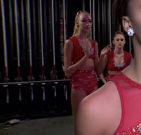 702 Ava and Haley backstage in duet costumes