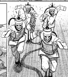 Payase piercing the Jiangshi in his darkness form.