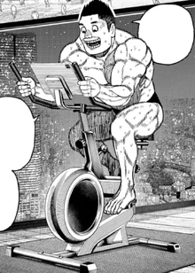 Murakami monitoring the battle from his apartment.