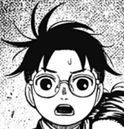 Okarun's hair during the Danmara Arc and Kozuka Knives Arc.