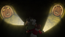 Turbo Granny corners Momo and Okarun (Anime)